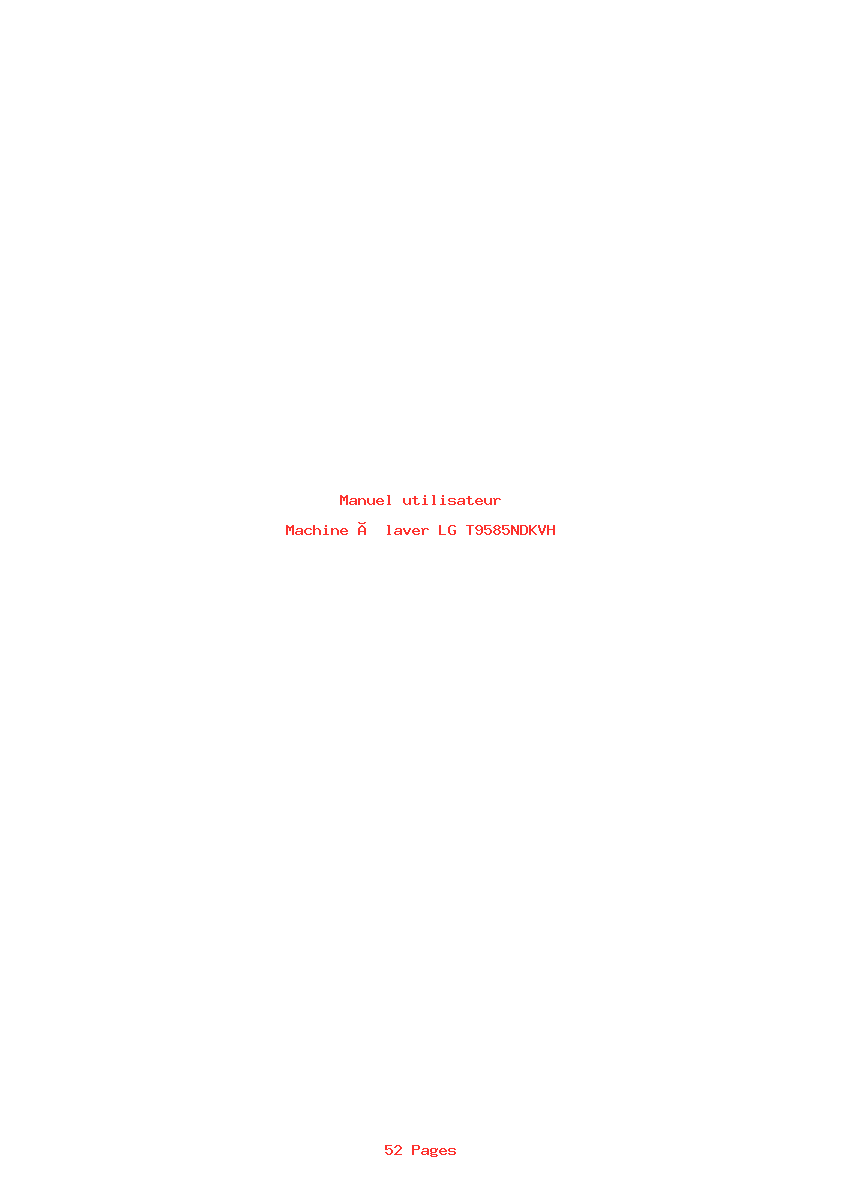 Page 1 de la notice Manuel utilisateur LG T9585NDKVH