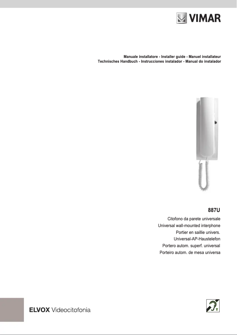 Page 1 de la notice Manuel utilisateur Vimar ELVOX 887U