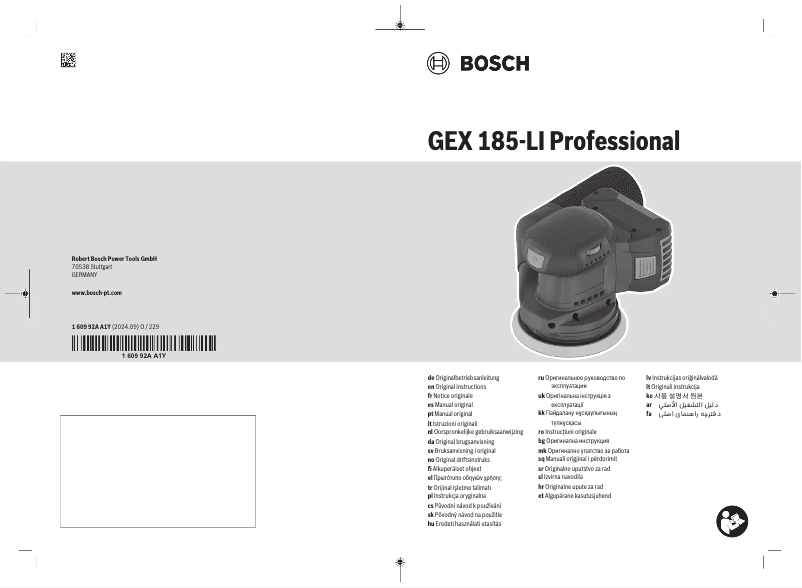 Page 1 of the manual User Manual Bosch GEX 185-LI Professional