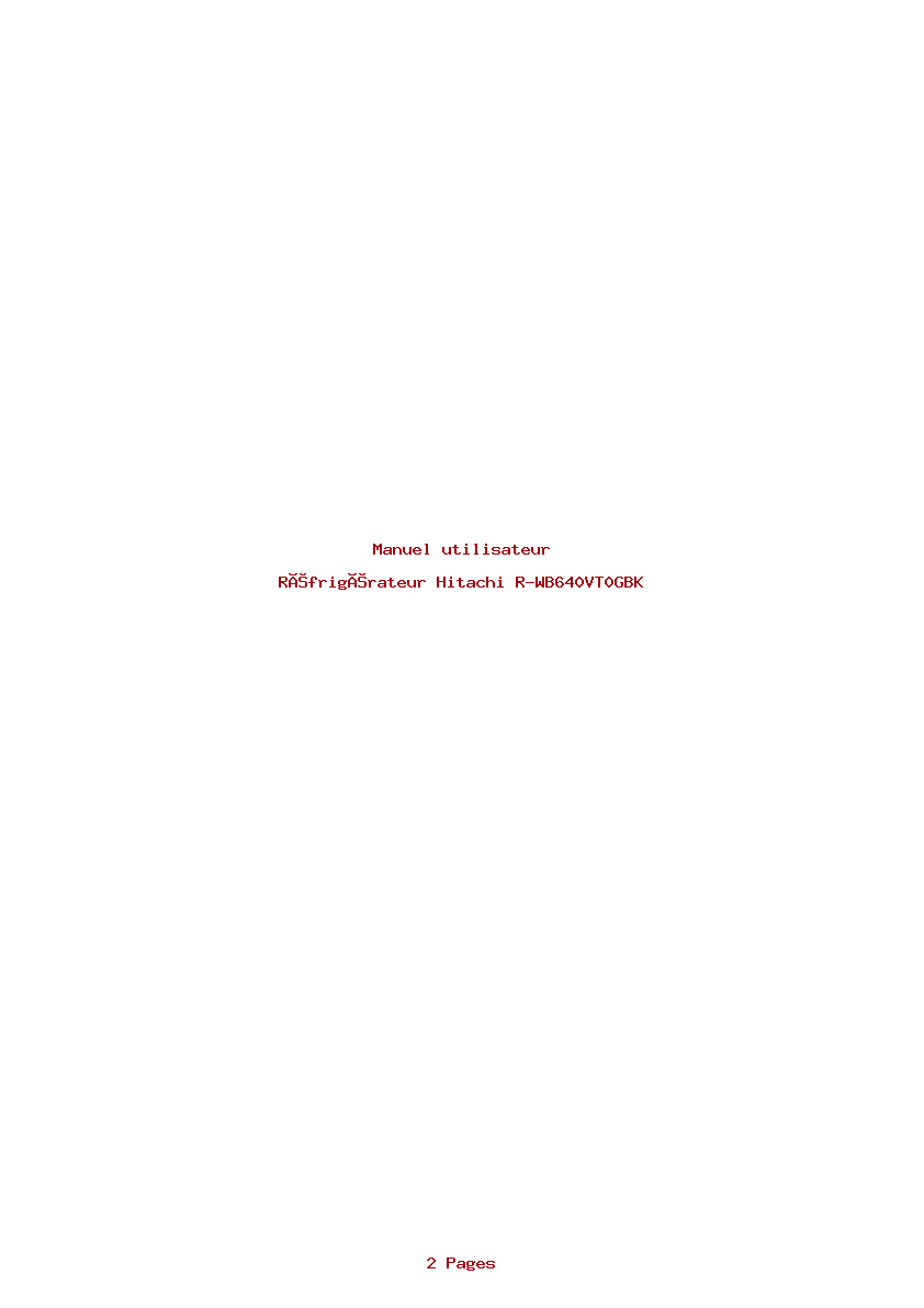 Page 1 de la notice Manuel utilisateur Hitachi R-WB640VT0GBK