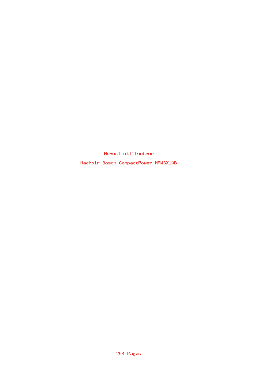 Page 1 de la notice Manuel utilisateur Bosch CompactPower MFW3X10B