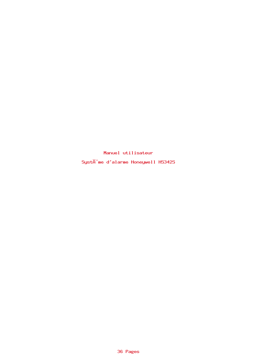 Page 1 de la notice Manuel utilisateur Honeywell HS342S