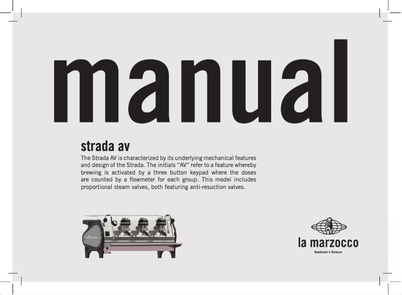 Page 1 de la notice Manuel utilisateur La Marzocco Strada AV