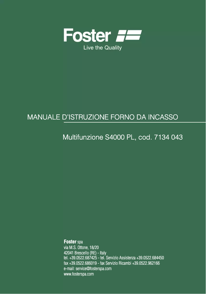 Page 1 de la notice Manuel utilisateur Foster 7134 043