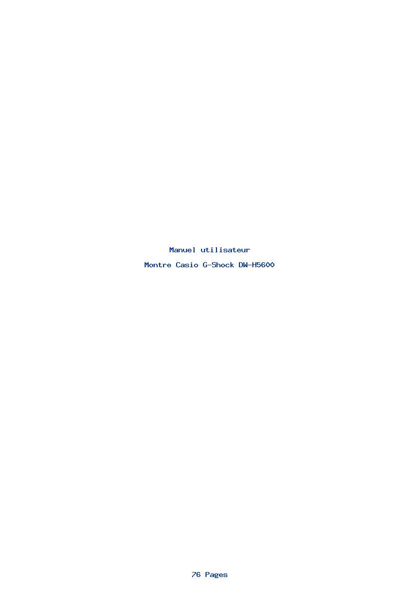 Page 1 de la notice Manuel utilisateur Casio G-Shock DW-H5600