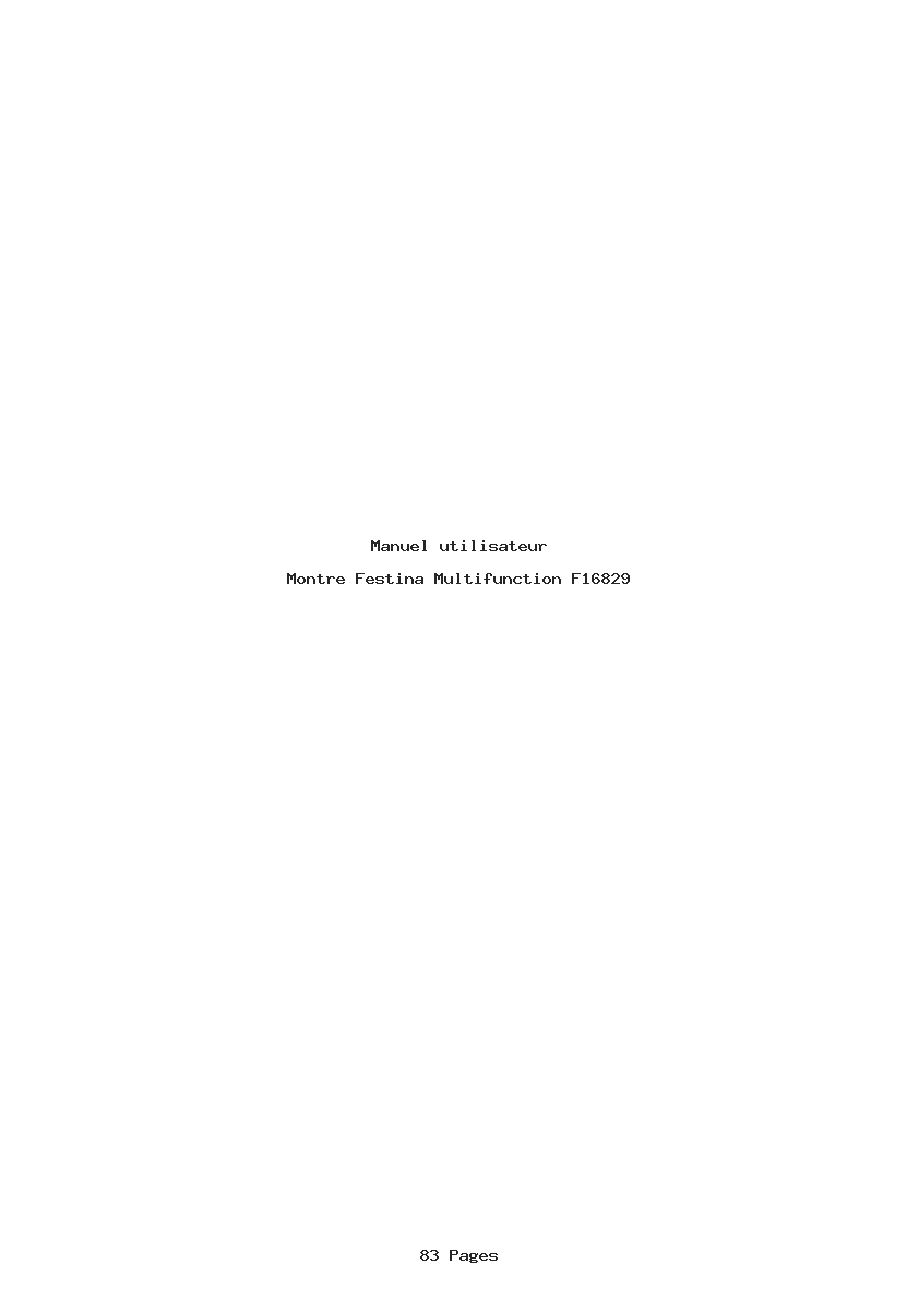 Page 1 de la notice Manuel utilisateur Festina Multifunction F16829