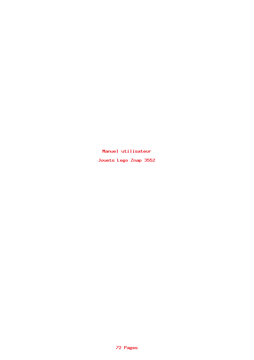 Page 1 de la notice Manuel utilisateur Lego Znap 3552