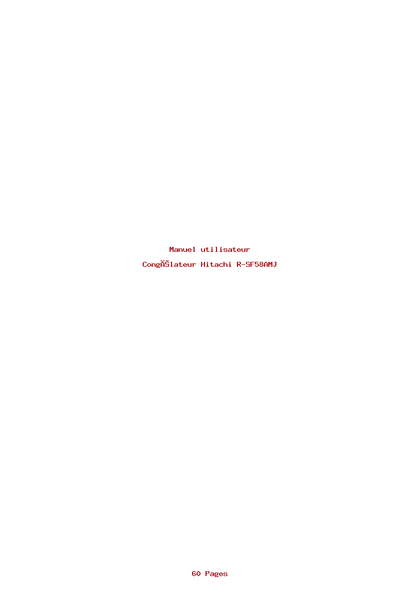 Page 1 de la notice Manuel utilisateur Hitachi R-SF58AMJ