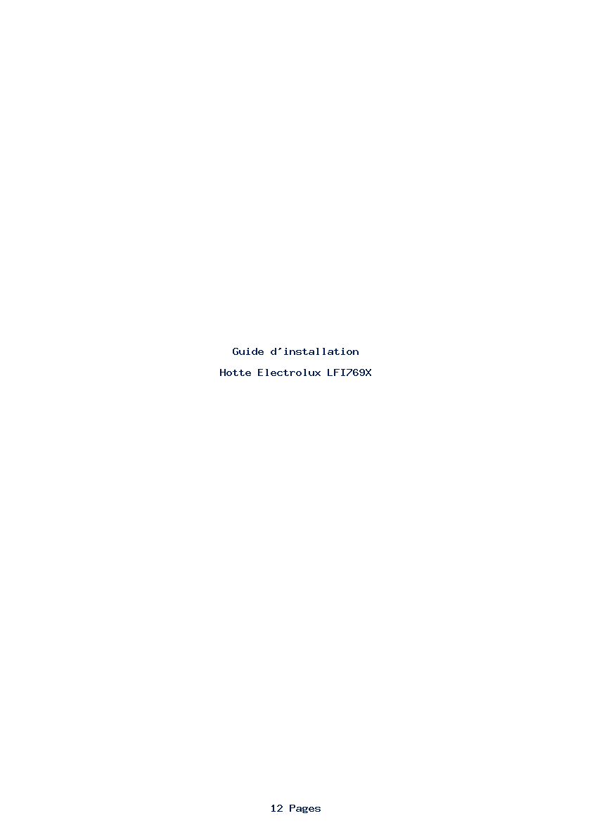 Page 1 de la notice Guide d'installation Electrolux LFI769X