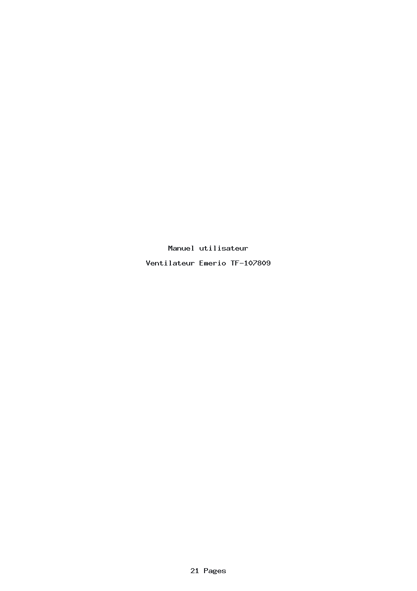 Page 1 de la notice Manuel utilisateur Emerio TF-107809