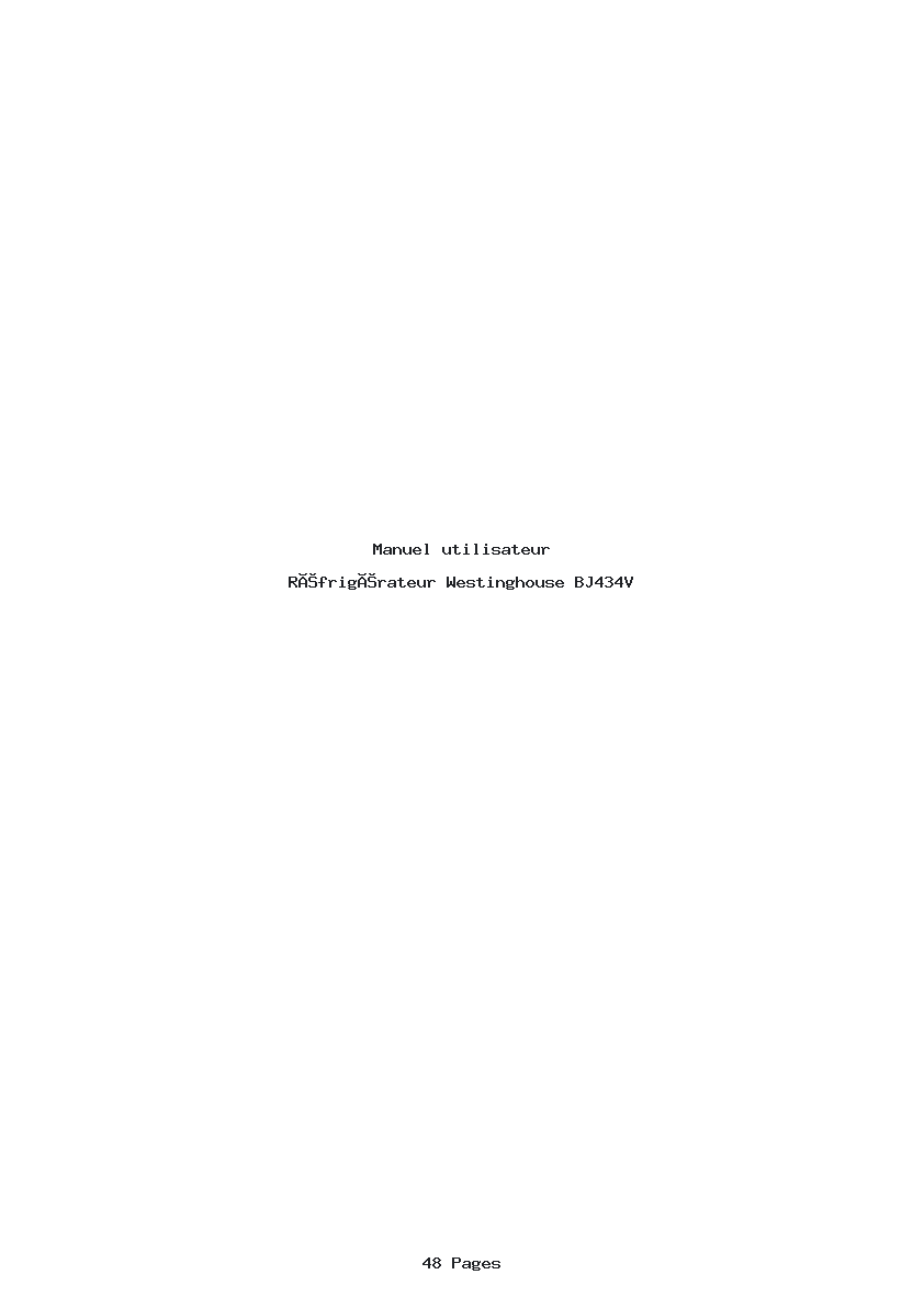 Page 1 de la notice Manuel utilisateur Westinghouse BJ434V
