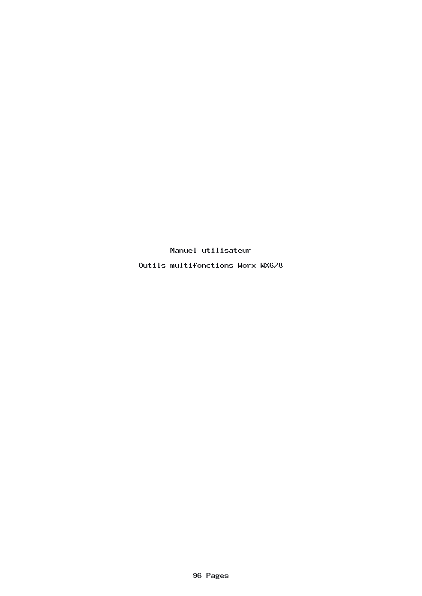 Page 1 de la notice Manuel utilisateur Worx WX678