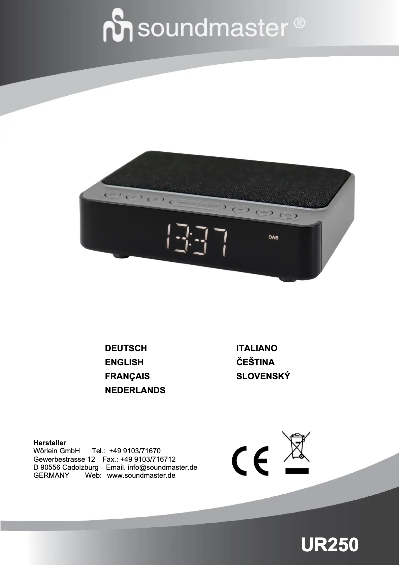 Page 1 de la notice Manuel utilisateur Soundmaster UR250