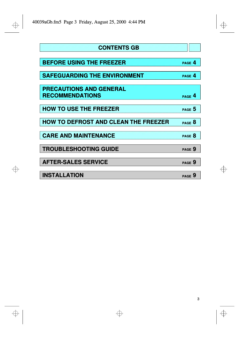 Page 1 de la notice Manuel utilisateur Whirlpool AFG 304/G-TK