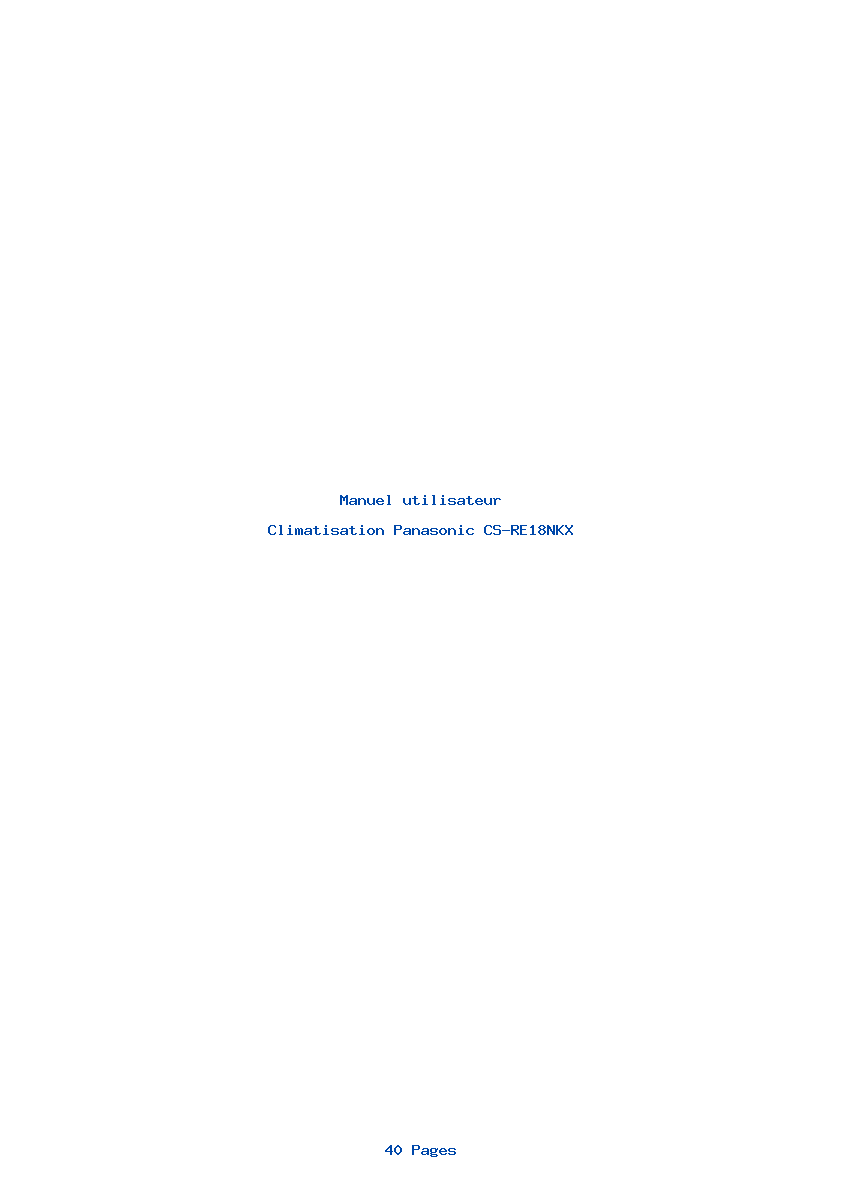 Image de la première page du manuel de l'appareil CS-RE18NKX