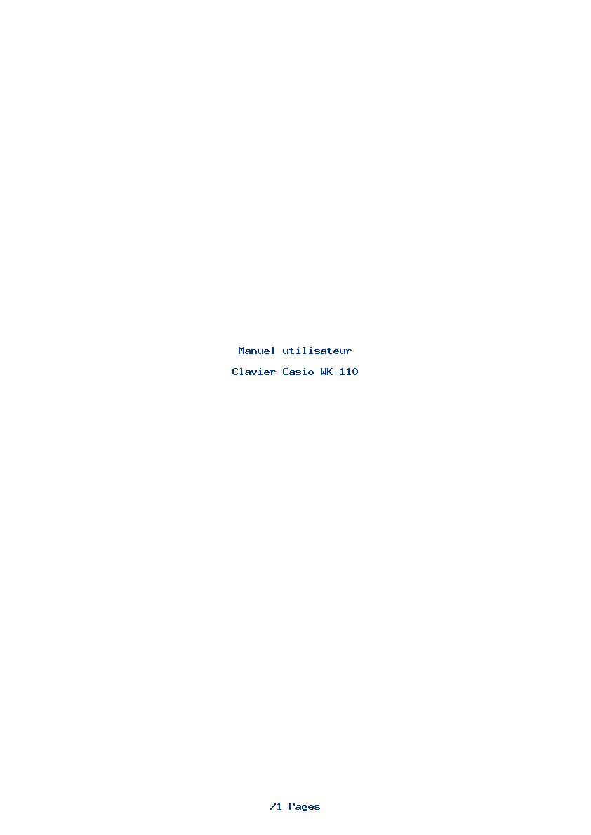 Page 1 de la notice Manuel utilisateur Casio WK-110