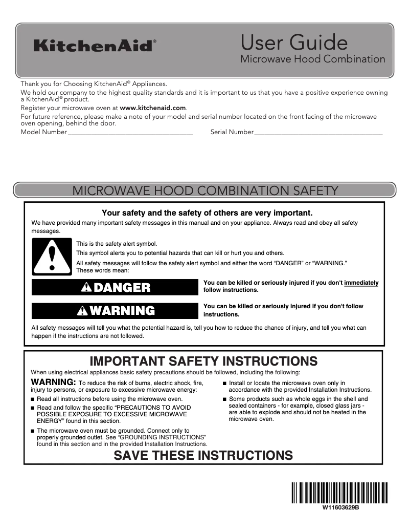 Page 1 de la notice Manuel utilisateur KitchenAid KMHC319LWH