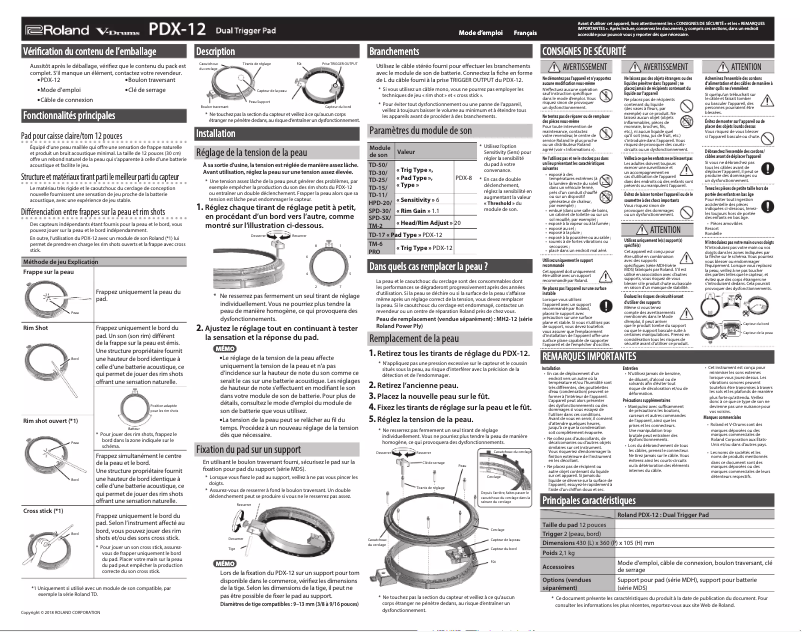 Página 1 del manual Manual de usuario Roland PDX-12