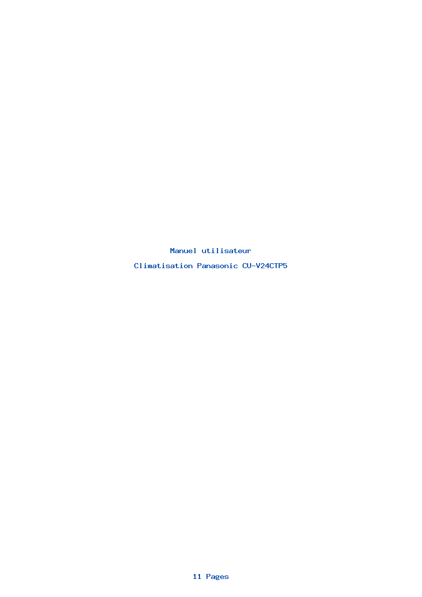 Page 1 de la notice Manuel utilisateur Panasonic CU-V24CTP5