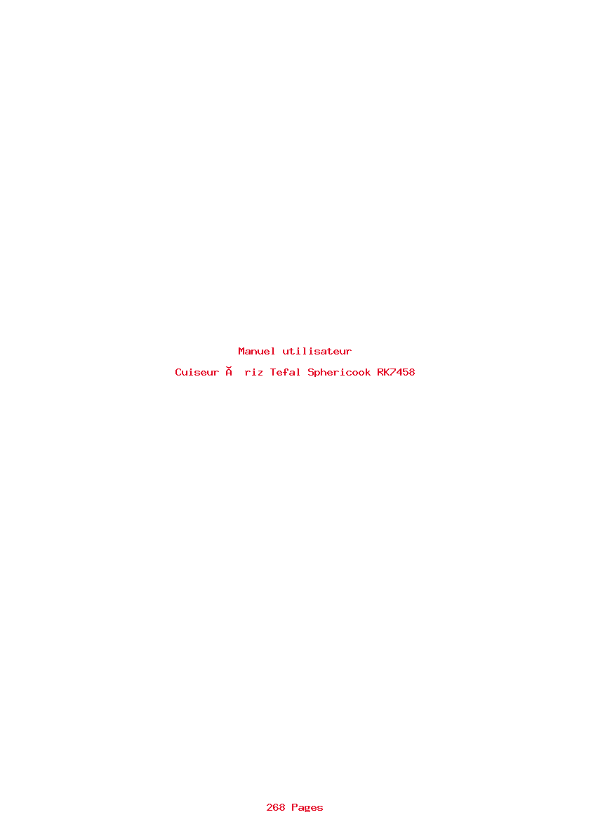 Page 1 de la notice Manuel utilisateur Tefal Sphericook RK7458