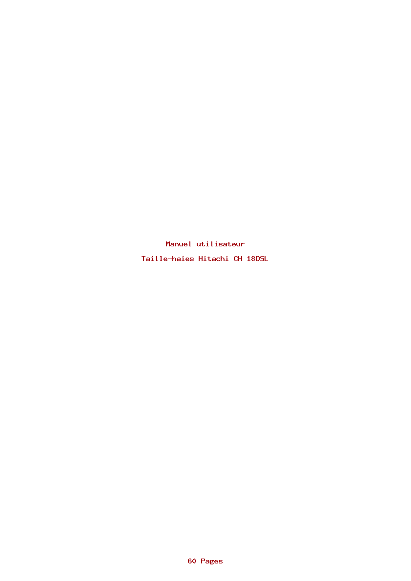 Page 1 de la notice Manuel utilisateur Hitachi CH 18DSL
