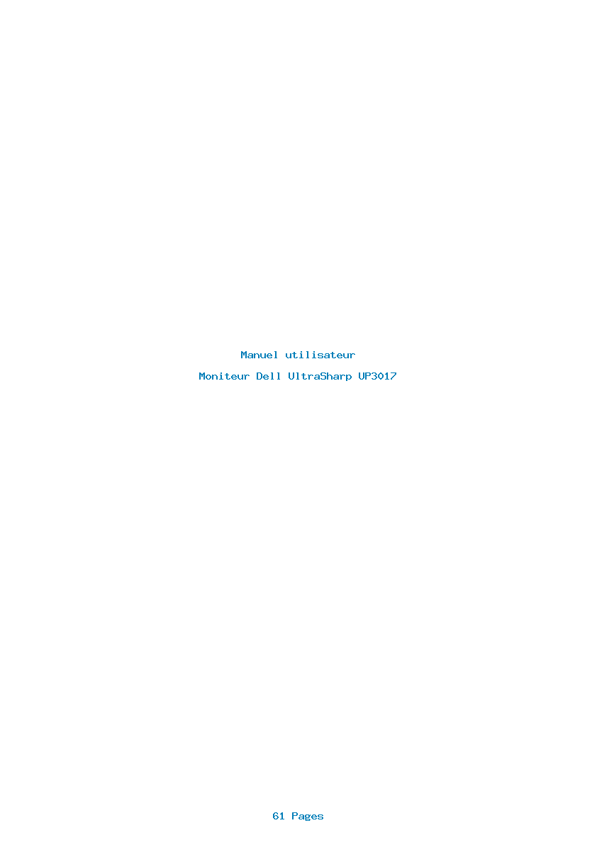 Page 1 de la notice Manuel utilisateur Dell UltraSharp UP3017