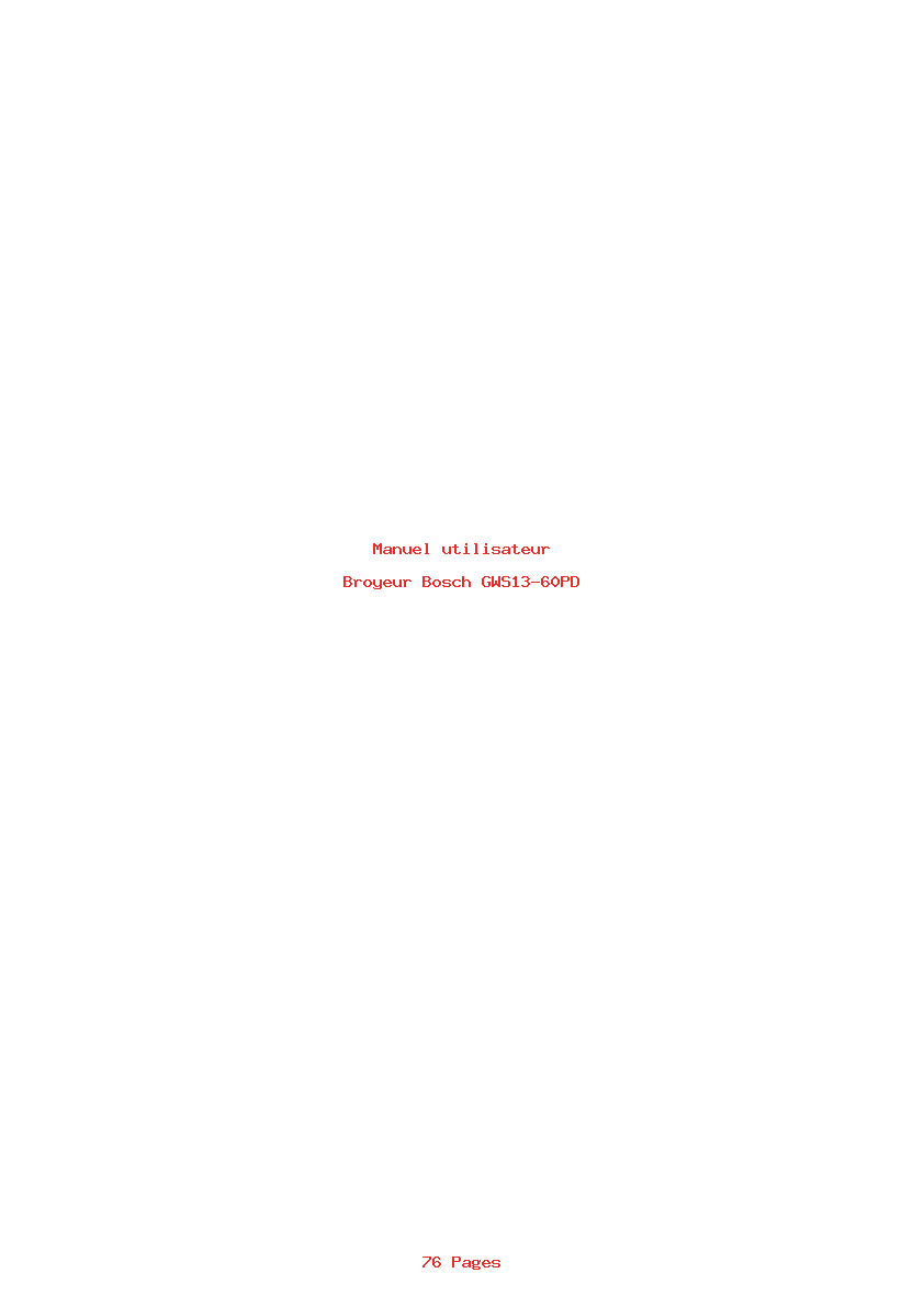 Page 1 de la notice Manuel utilisateur Bosch GWS13-60PD