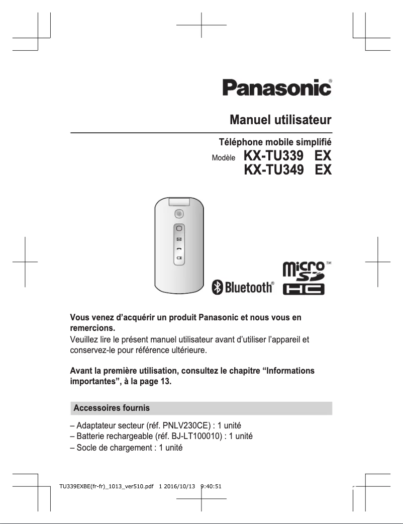 Página 1 del manual Manual de usuario Panasonic KX-TU349EXBE