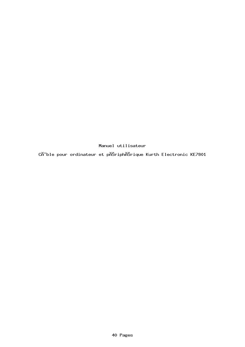 Page 1 de la notice Manuel utilisateur Kurth Electronic KE7801
