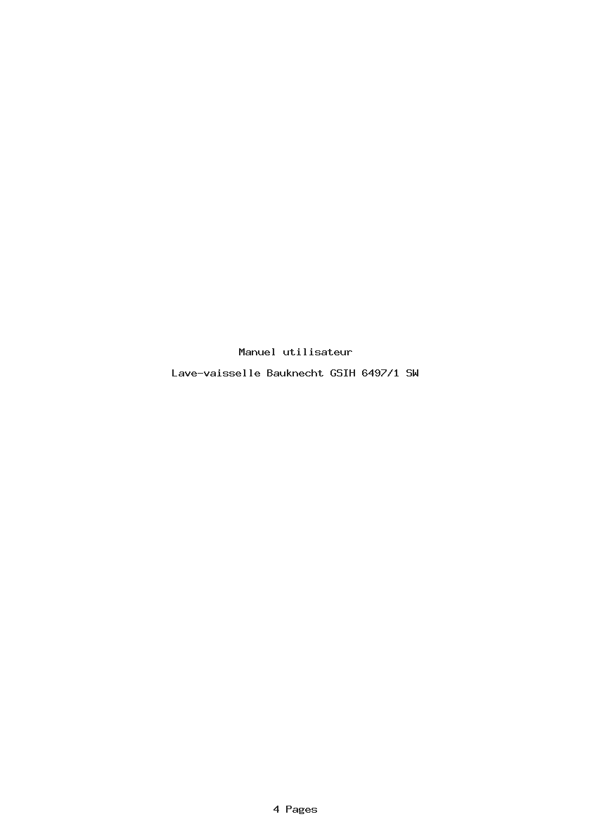 Page 1 de la notice Manuel utilisateur Bauknecht GSIH 6497/1 SW