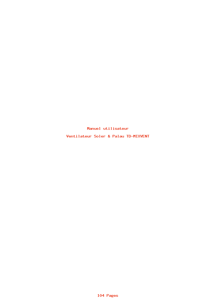Page 1 de la notice Manuel utilisateur Soler & Palau TD-MIXVENT