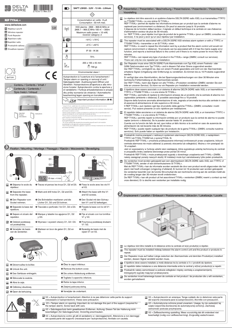 Página 1 del manual Guía de instalación Delta Dore Tyxal+ REP