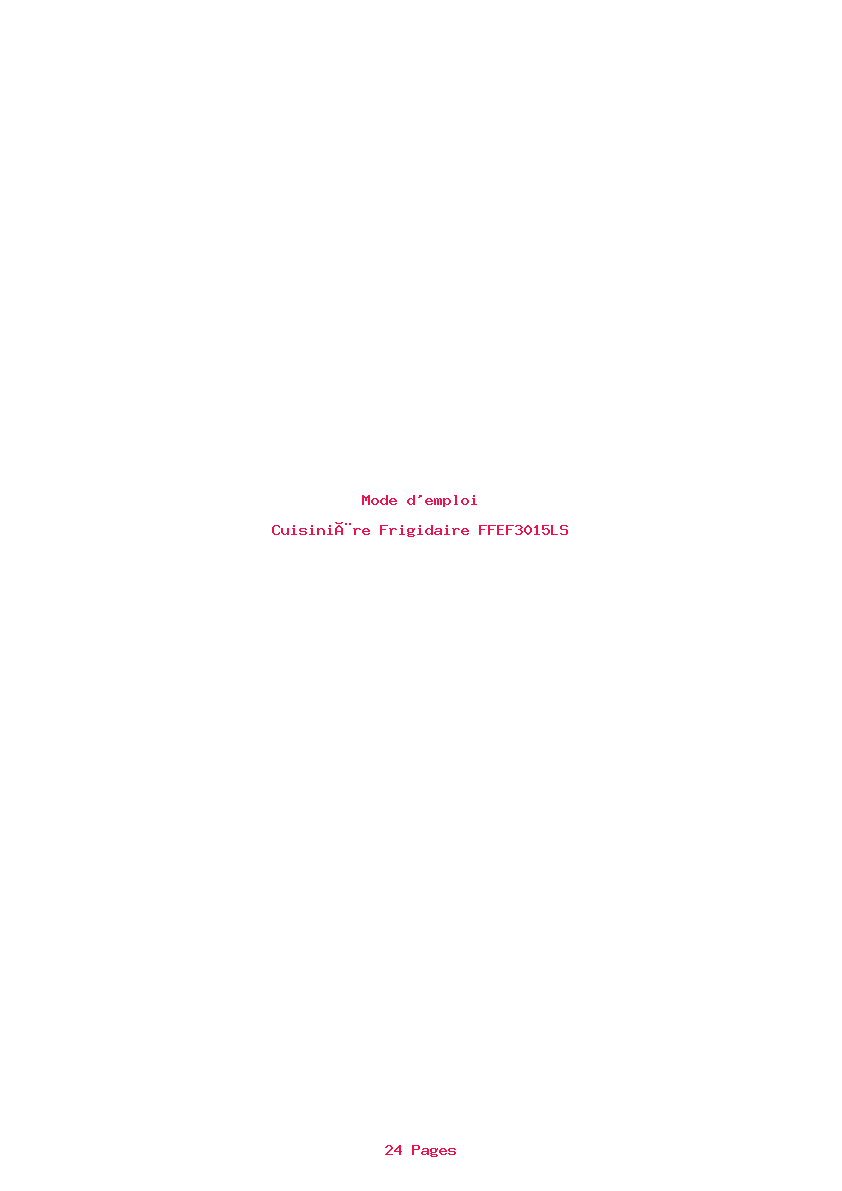 Page 1 de la notice Mode d'emploi Frigidaire FFEF3015LS