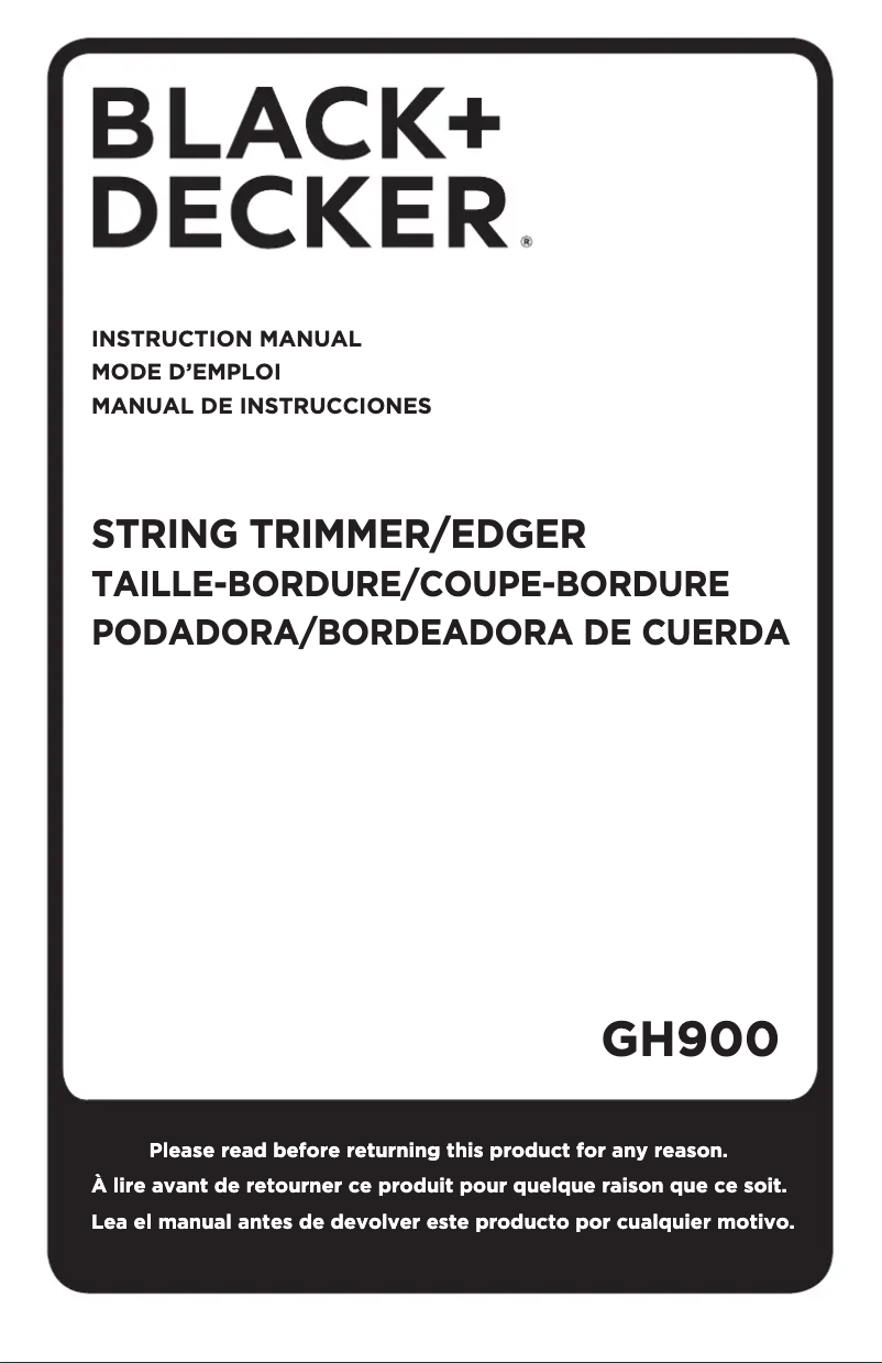 Page 1 de la notice Manuel utilisateur Black & Decker GH900