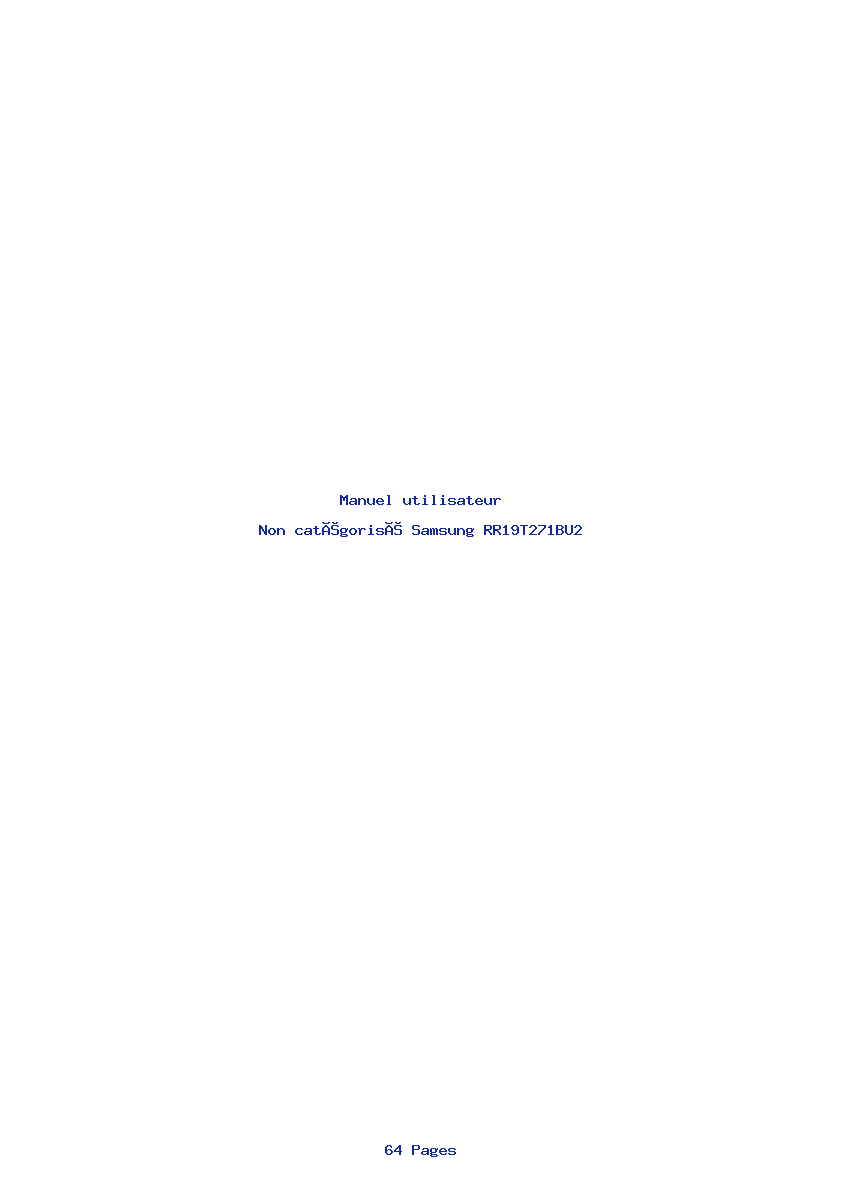 Page 1 de la notice Manuel utilisateur Samsung RR19T271BU2