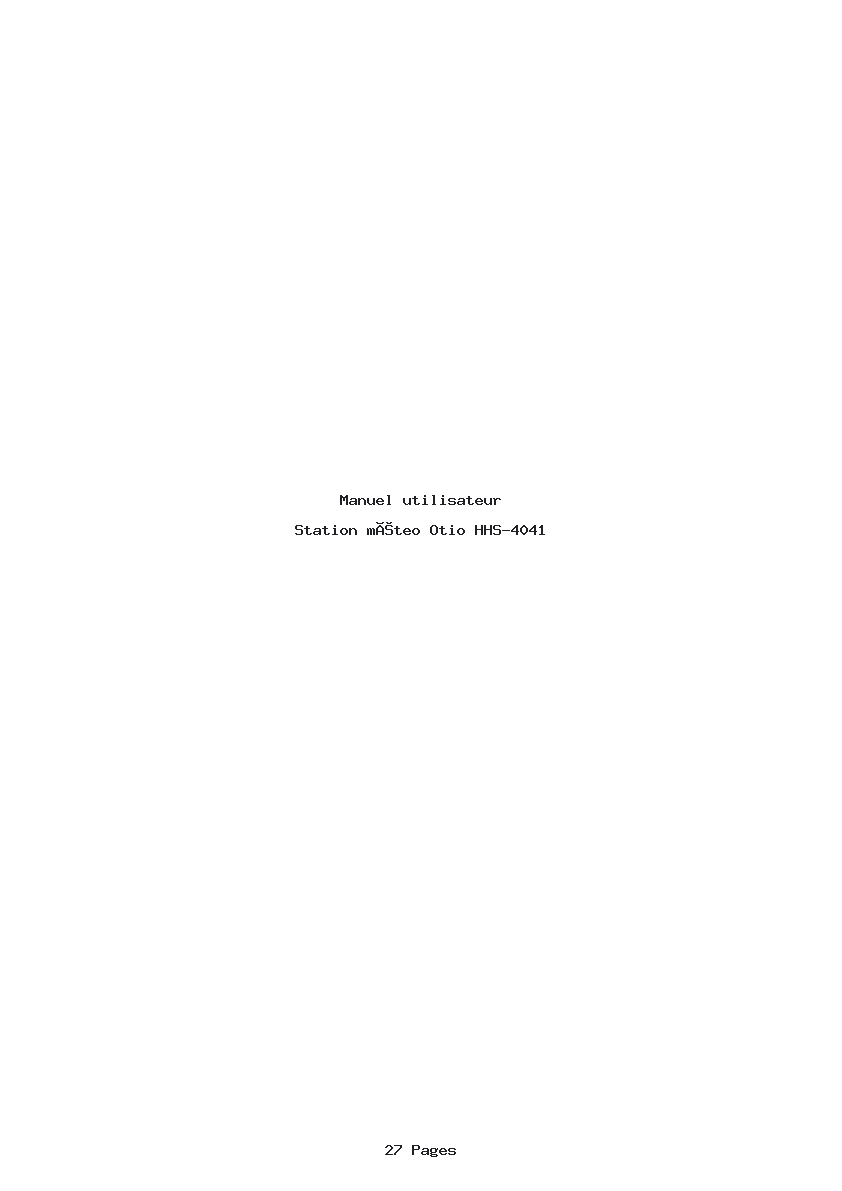 Page 1 de la notice Manuel utilisateur Otio HHS-4041