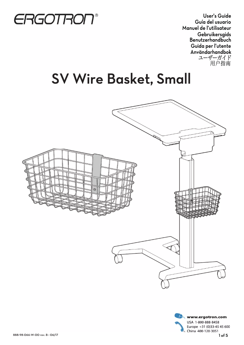 Page 1 de la notice Manuel utilisateur Ergotron 98-136-216