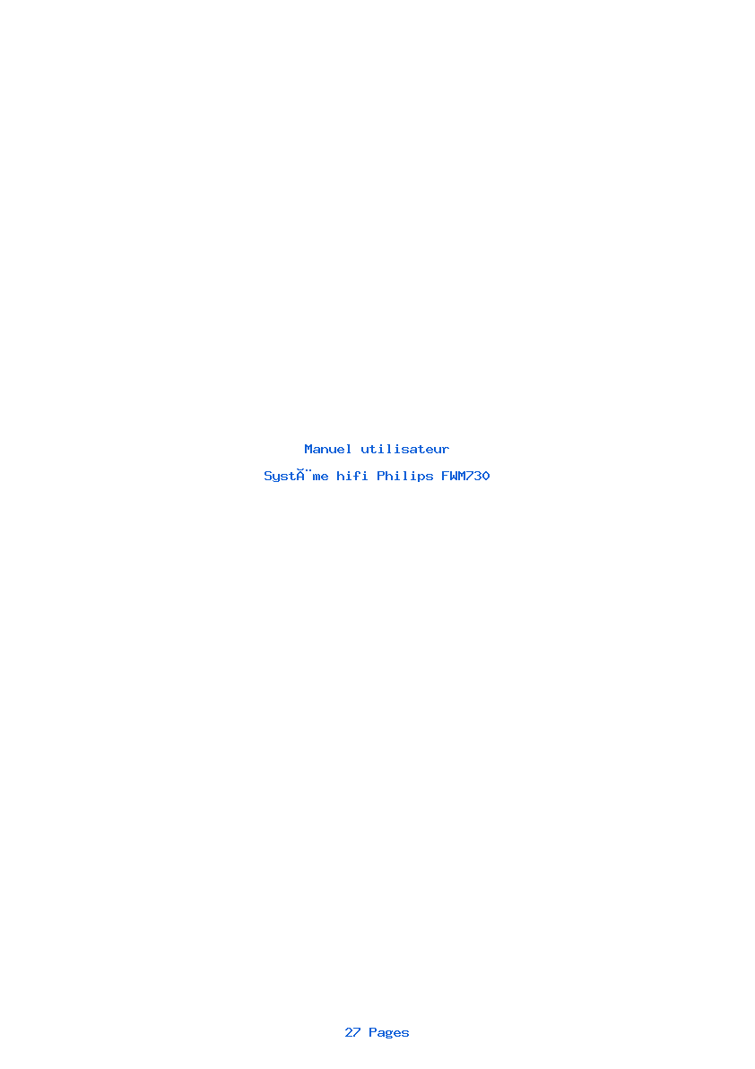 Page 1 de la notice Manuel utilisateur Philips FWM730