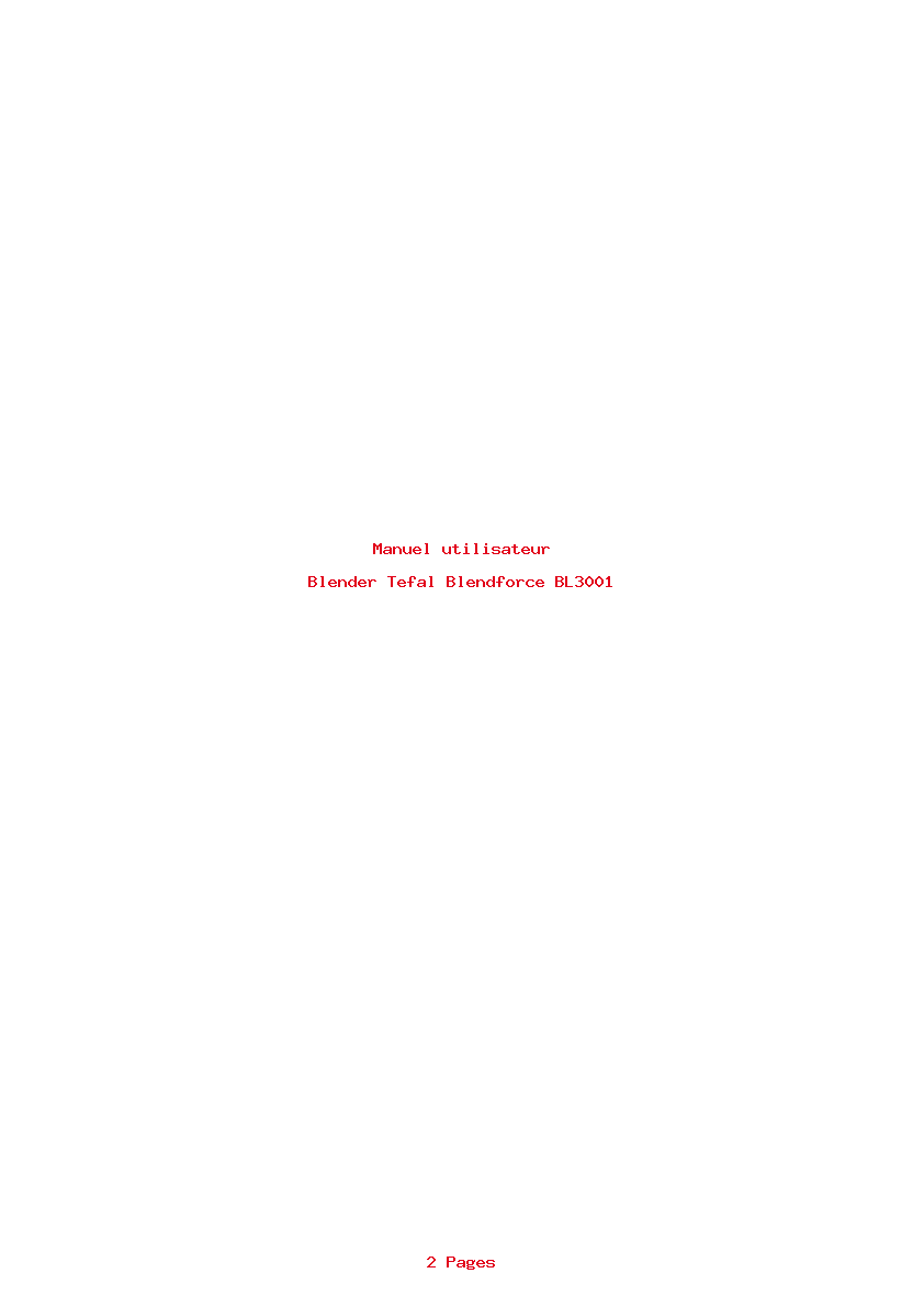 Page 1 de la notice Manuel utilisateur Tefal Blendforce BL3001