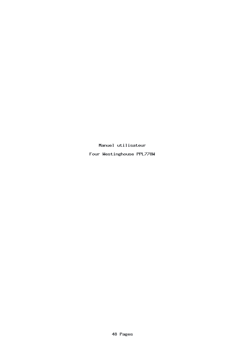Page 1 de la notice Manuel utilisateur Westinghouse PPL778W