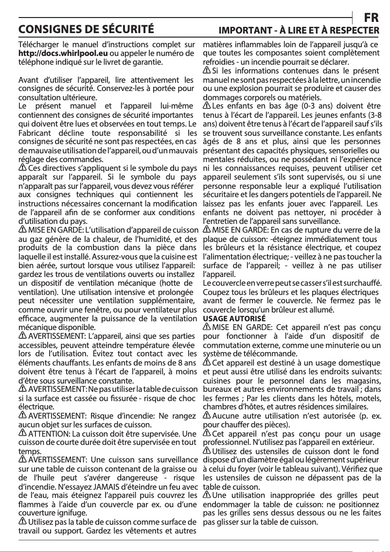 Página 1 del manual Manual de usuario Whirlpool TKRL 661 IX