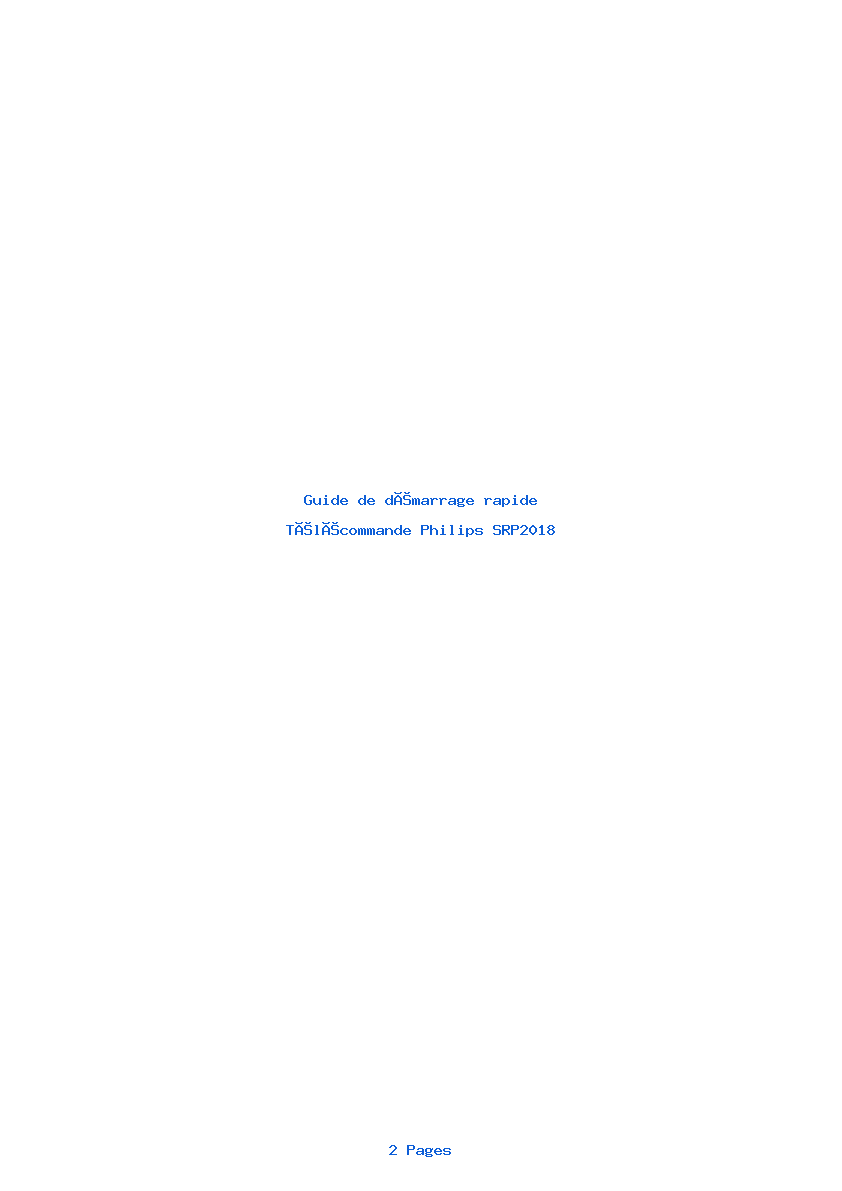 Image de la première page du manuel de l'appareil SRP2018