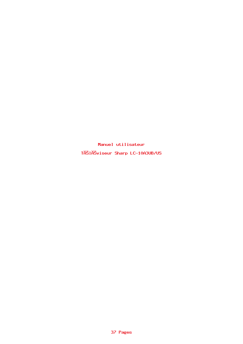 Page 1 de la notice Manuel utilisateur Sharp LC-10A3UB/US