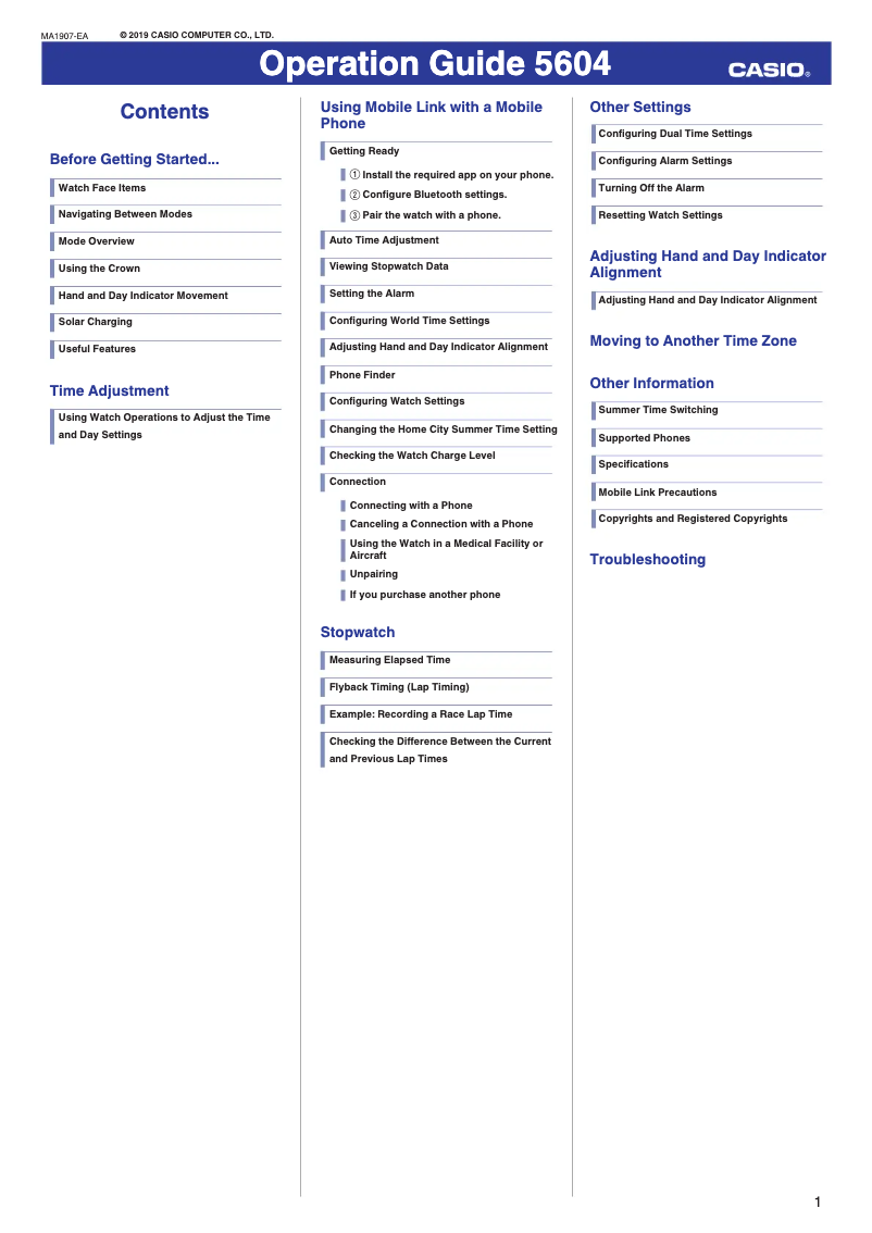 Página 1 del manual Manual de usuario Casio Edifice EQB-1000TR-2AER
