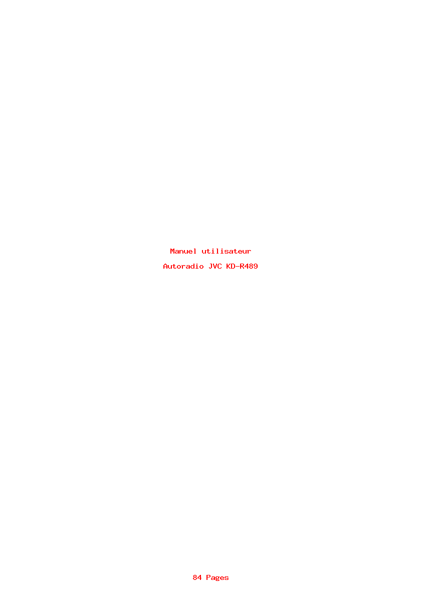 Page 1 de la notice Manuel utilisateur JVC KD-R489