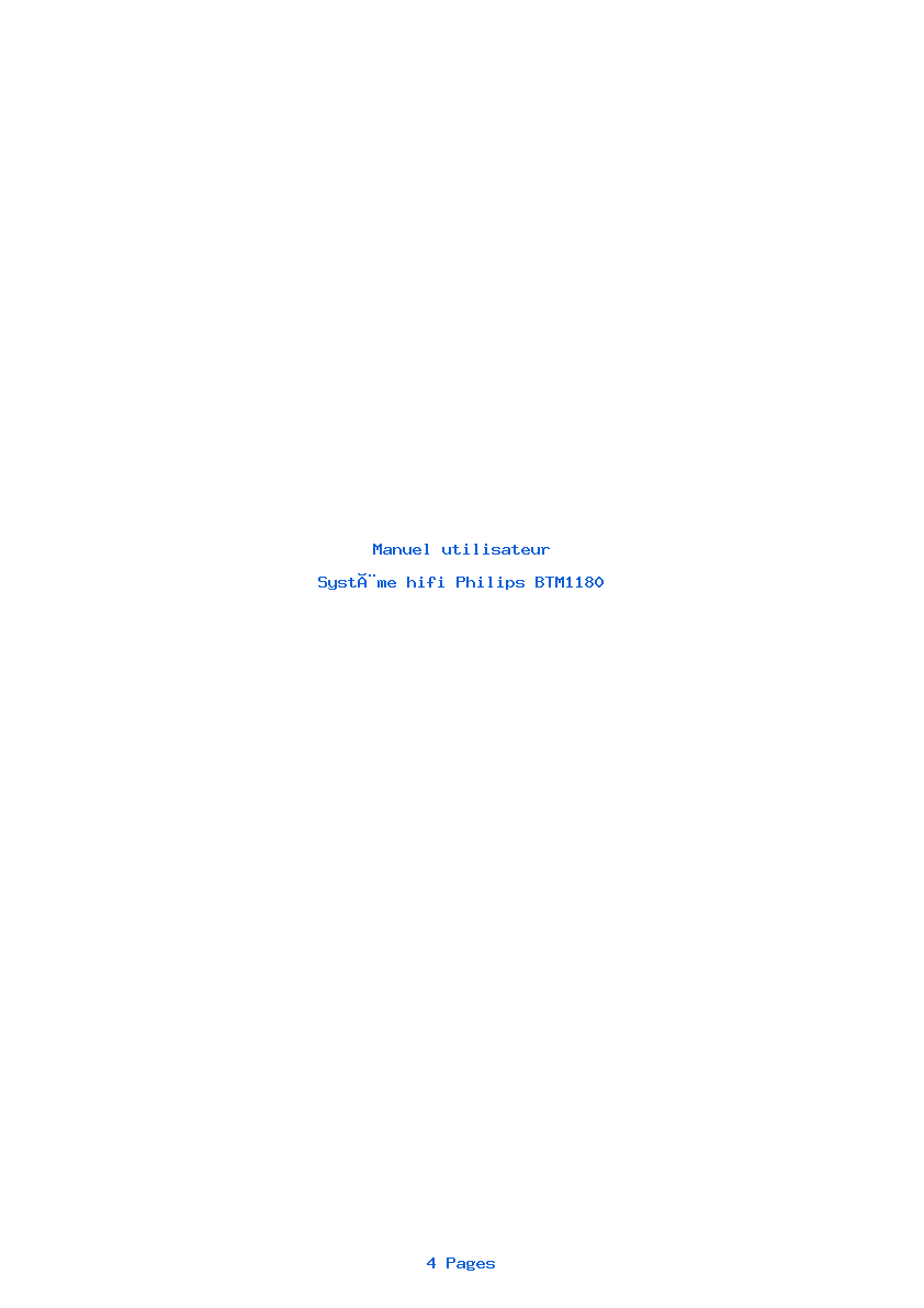 Page 1 de la notice Manuel utilisateur Philips BTM1180