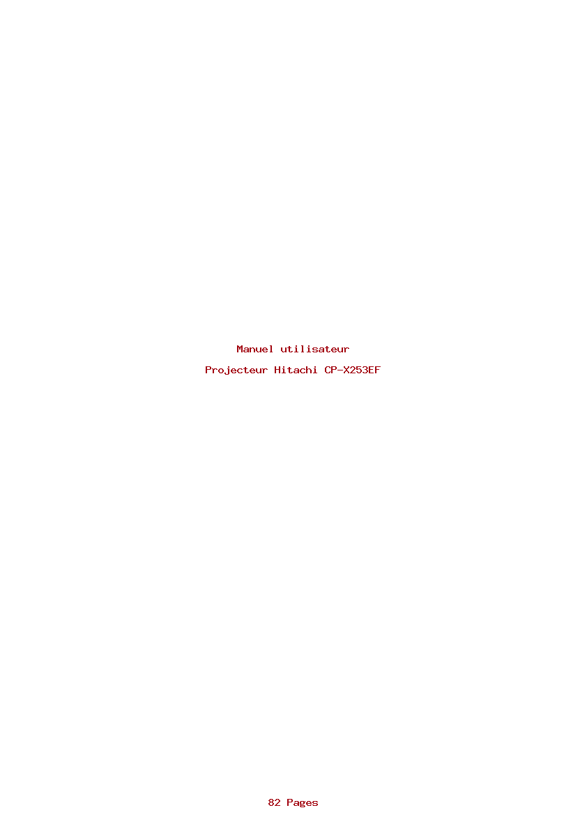 Page 1 de la notice Manuel utilisateur Hitachi CP-X253EF