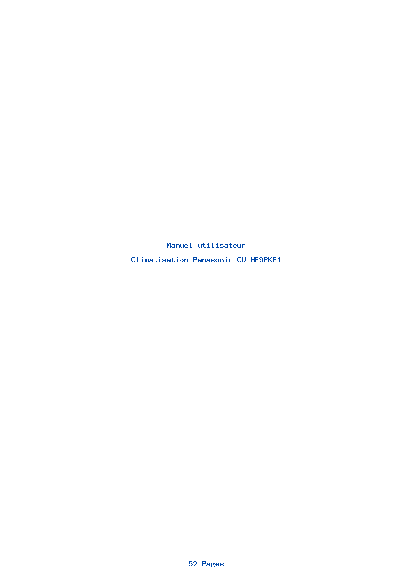 Page 1 de la notice Manuel utilisateur Panasonic CU-HE9PKE1