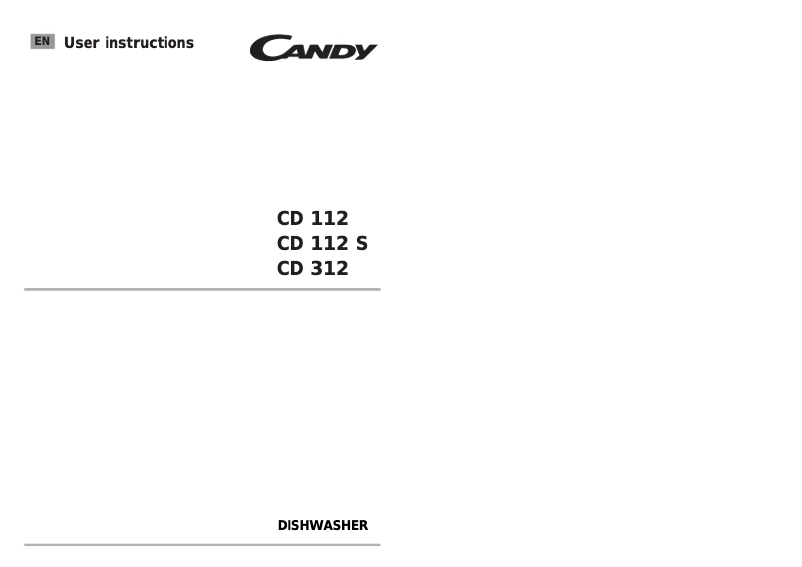 Page 1 de la notice Manuel utilisateur Candy CD112S