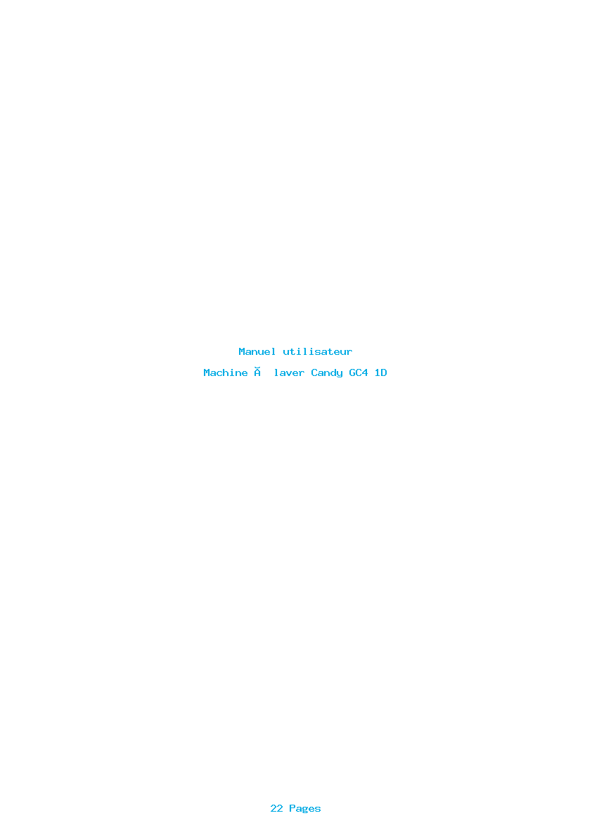 Page 1 de la notice Manuel utilisateur Candy GC4 1D